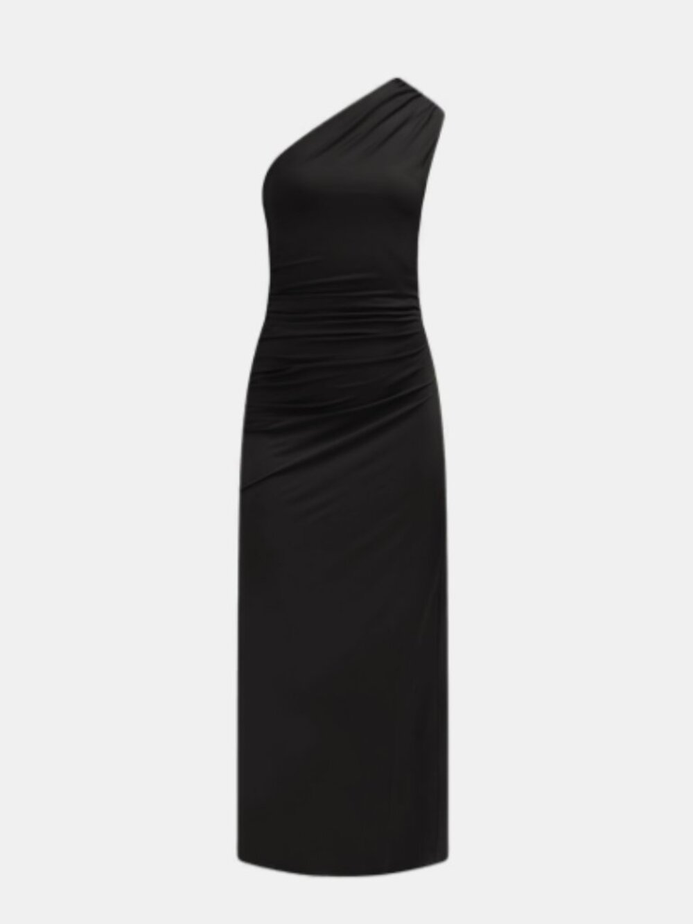 Ann Taylor Petite One-Shoulder Shirred Midi Dress Black Size 12P